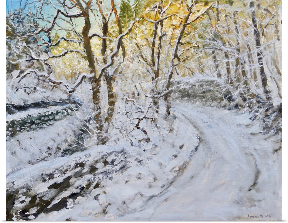 Snow in the valley, Via Gellia, Derbyshire, 2017, (originally oil on canvas) by Macara, Andrew