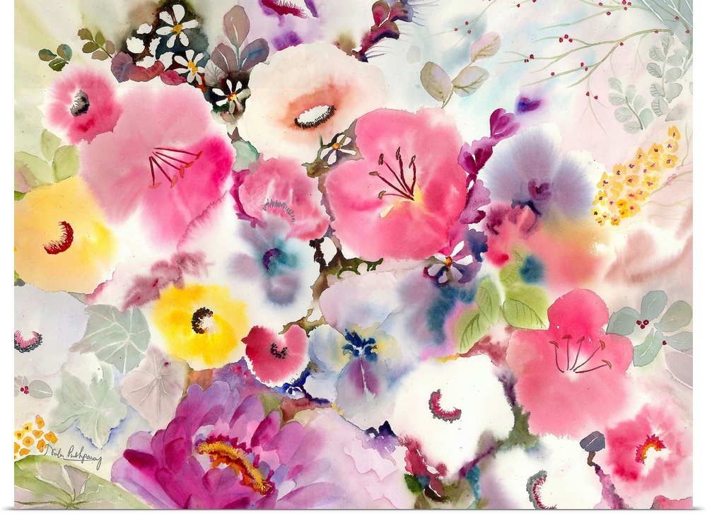 Contemporary watercolor painting of a flowers.