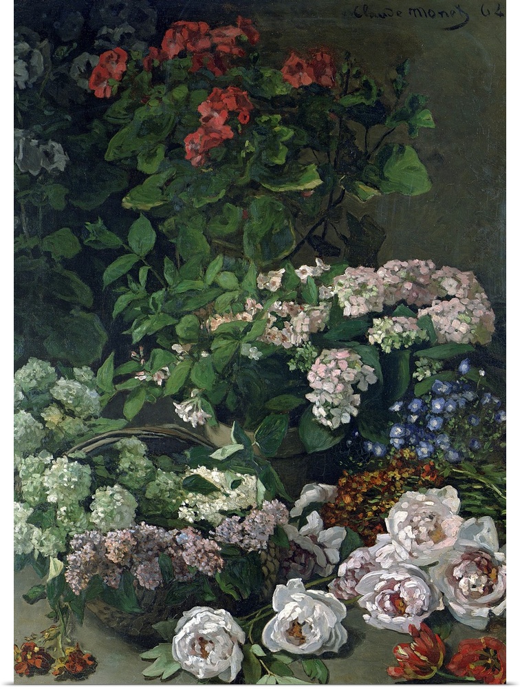 Still life painting by Claude Monet of several varieties of flowers from the Cleveland Museum of Art in Ohio.