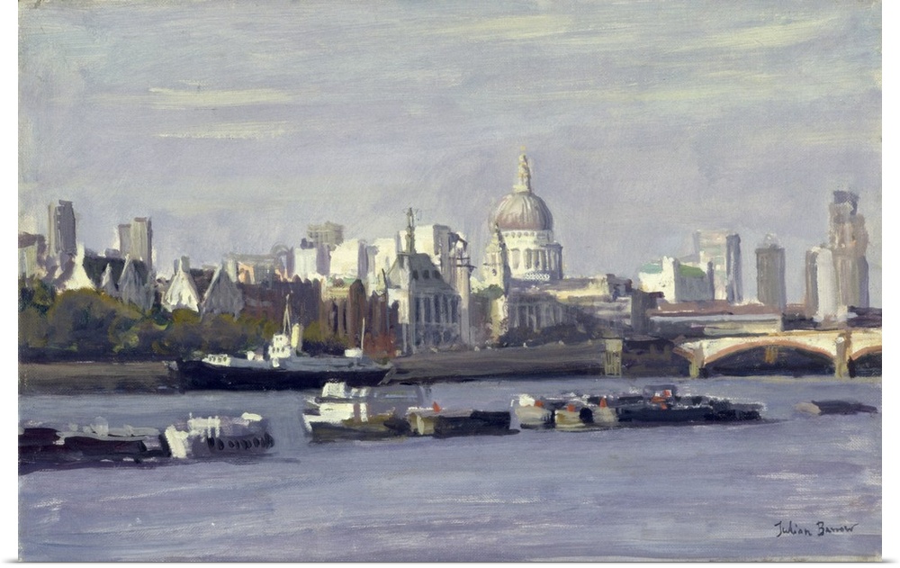JBA181141 St. Paul's from Bankside (oil on canvas); by Barrow, Julian (Contemporary Artist); 20.3x30.5 cm; Private Collect...