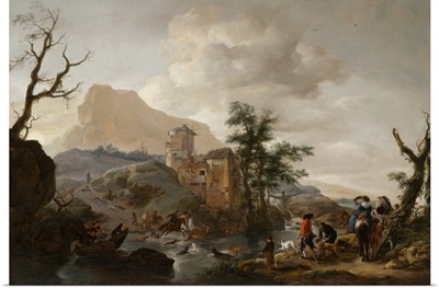 Stag Hunt In A River, C1650-1655
