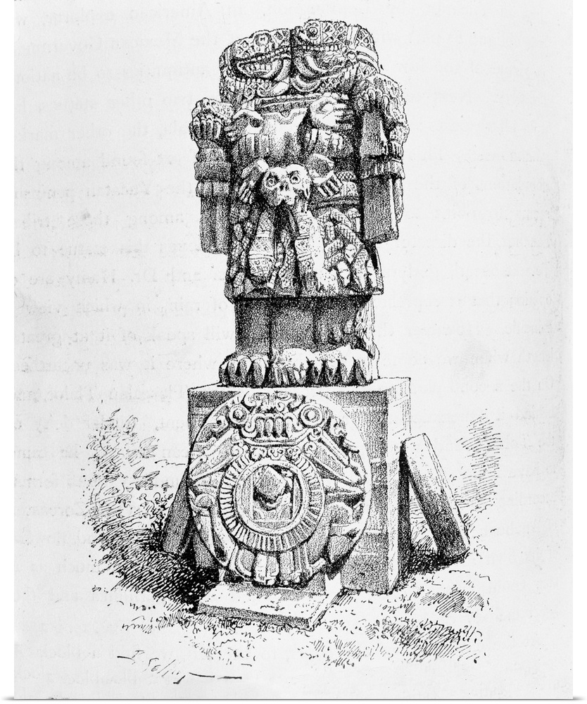 Statue of the Goddess Coatlicue, from 'The Ancient Cities of the New World', by Claude-Joseph-Desire Charnay, pub. in 1887