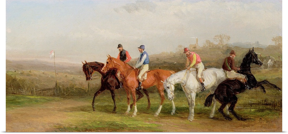XYC158508 Steeplechasing: At the Start (oil on canvas) by Shayer, William Joseph (1811-92)