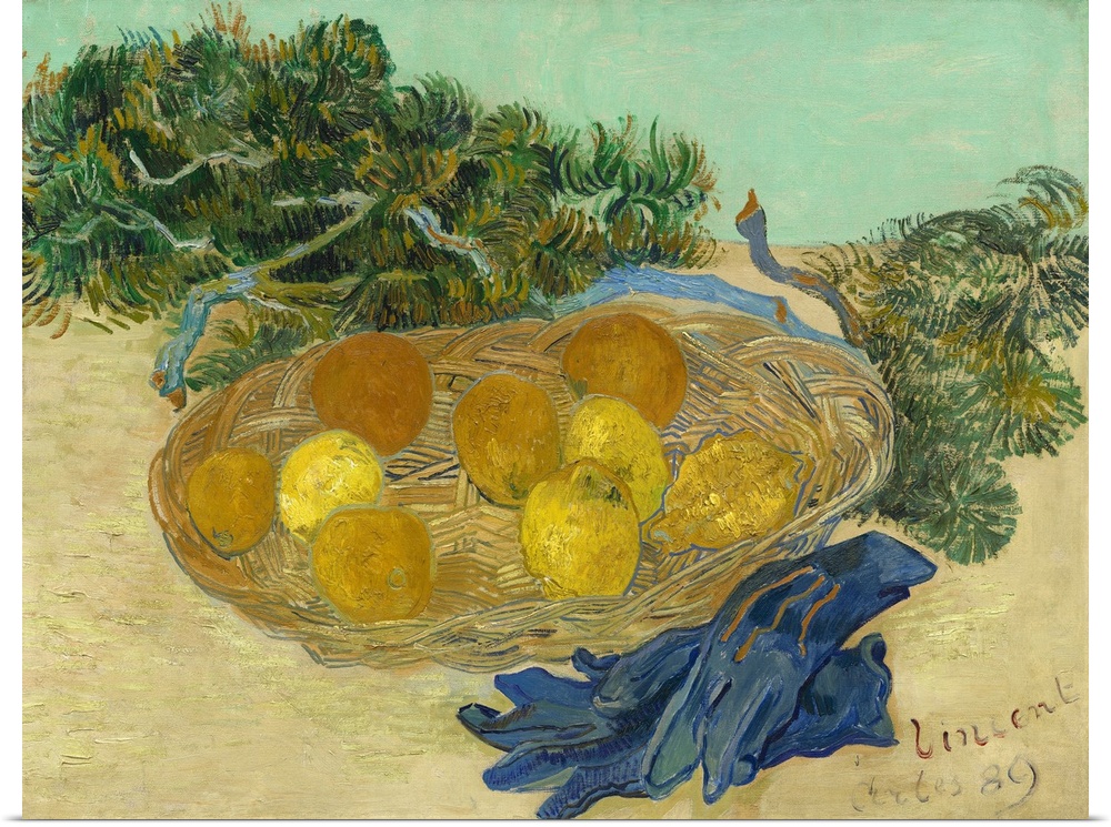 Still Life Of Oranges And Lemons With Blue Gloves, 1889