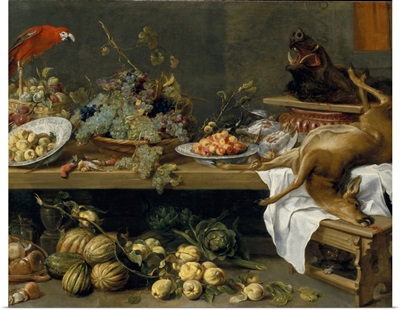 Still life with fruit, vegetables and dead game, 1635 (oil on canvas)