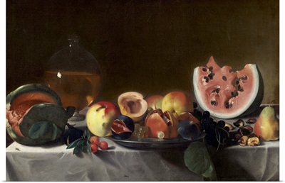 Still Life with Watermelons and Carafe of White Wine