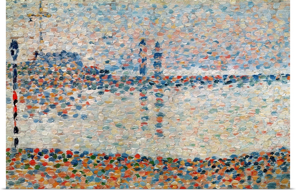 XIR234546 Study for 'The Channel at Gravelines, Evening', 1890 (oil on panel)  by Seurat, Georges Pierre (1859-91); 15.6x2...