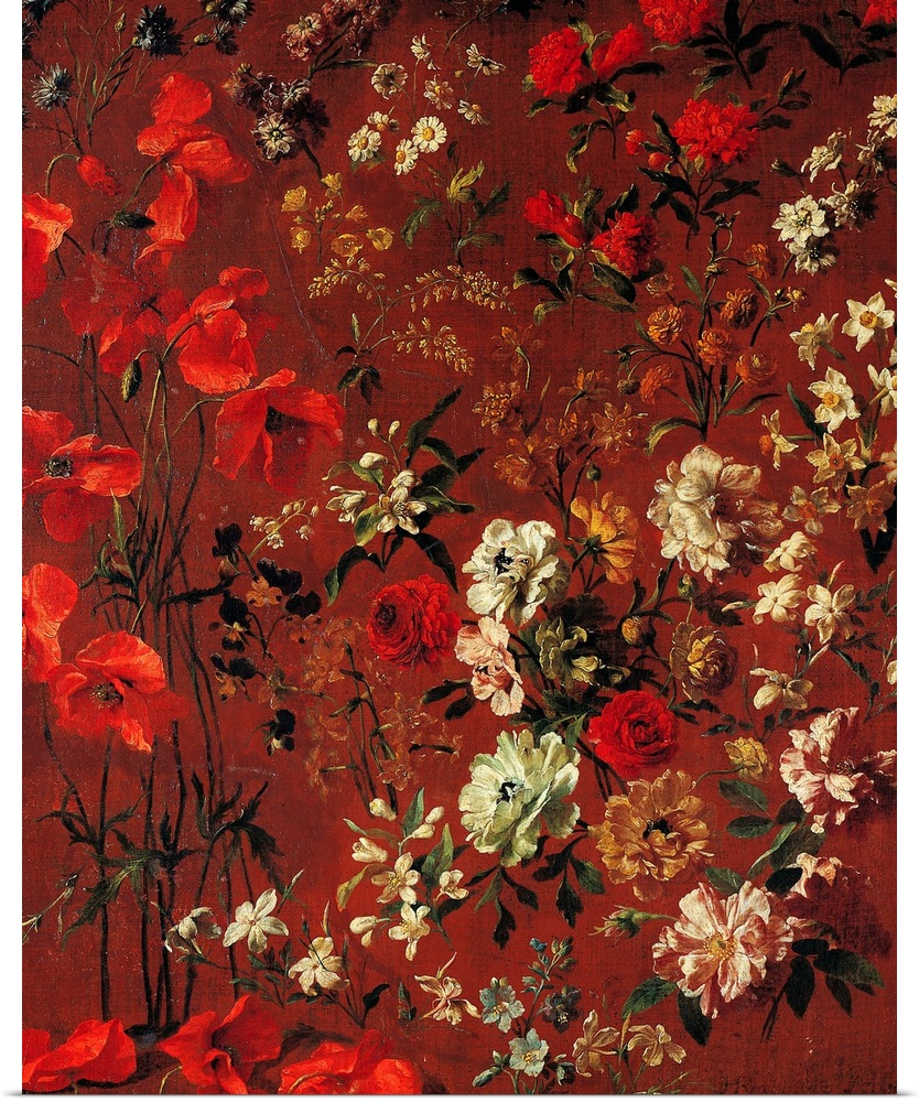 XIR216110 Study of Flowers, 1720 (oil on canvas) by Rigaud, Hyacinthe (1659-1743); 73x59 cm; Musee des Beaux-Arts, Dijon, ...