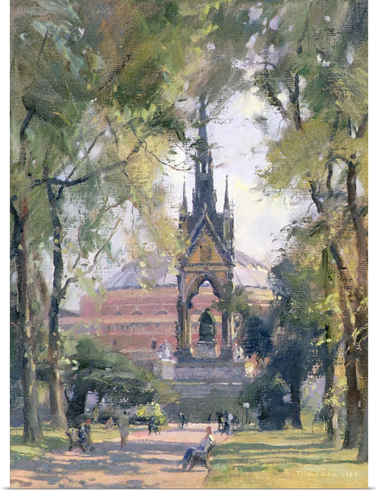 TRC71270 Summer, Albert Memorial, 1989  by Chamberlain, Trevor (Contemporary Artist); oil on canvas; 45.7x35.5 cm; Private...