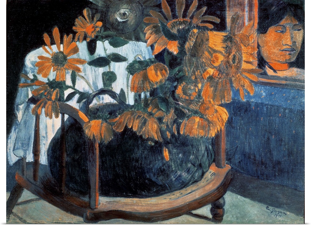 BAL54112 Sunflowers, 1901  by Gauguin, Paul (1848-1903); oil on canvas; 72x91 cm; Hermitage, St. Petersburg, Russia; Frenc...