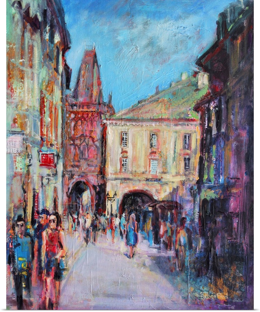 Contemporary painting of streets of Prague.