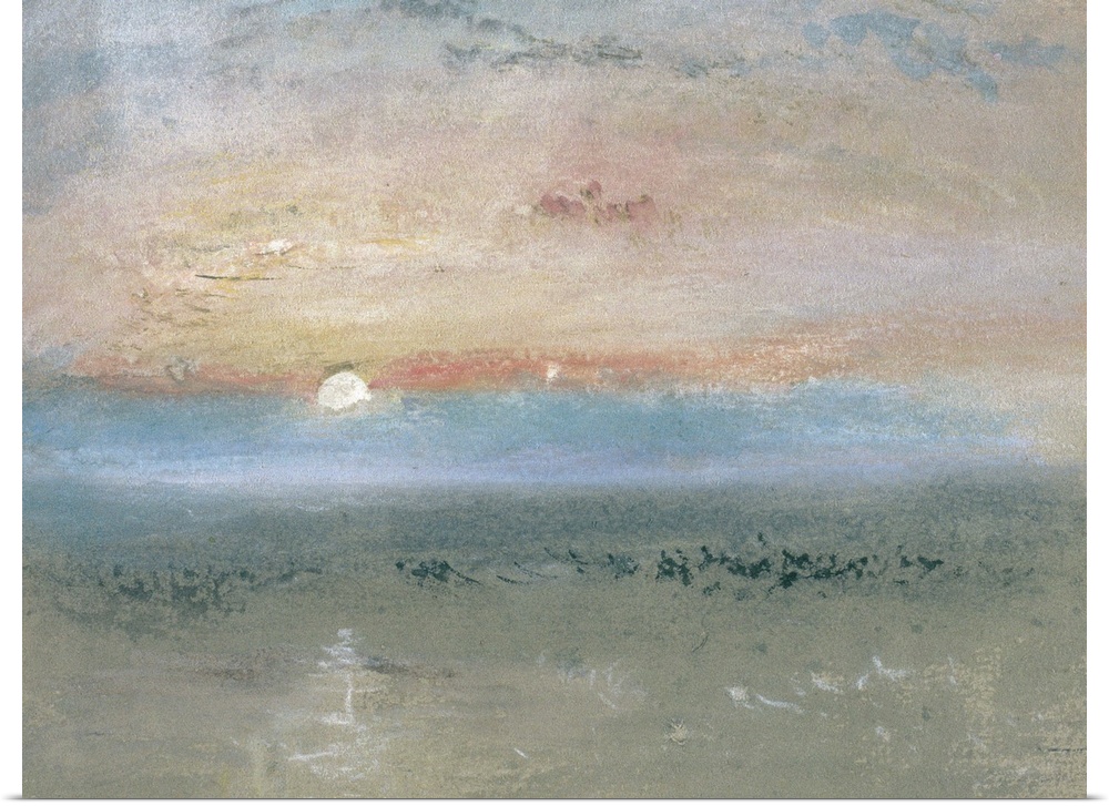 BAC155877 Credit: Sunset, c.1830 (w/c and gouache on grey paper) by Joseph Mallord William Turner (1775-1851)Private Colle...