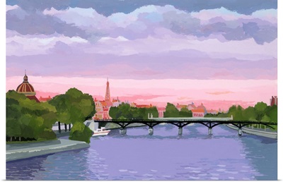 Sunset In Paris, The Seine River