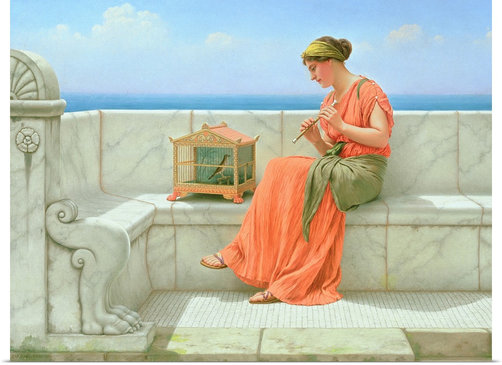BAL18347 Sweet Sounds, 1918; by Godward, John William (1861-1922); oil on canvas; Roy Miles Fine Paintings; English, out o...