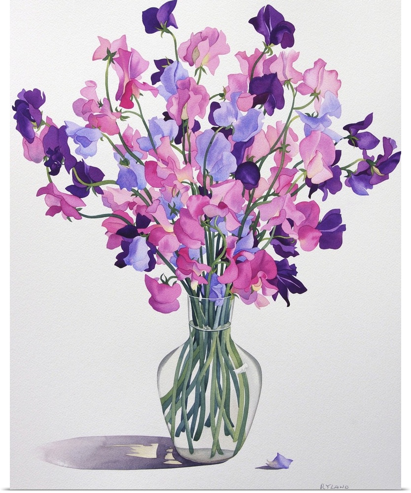 Contemporary painting of a decorative vase holding a bouquet of flowers.