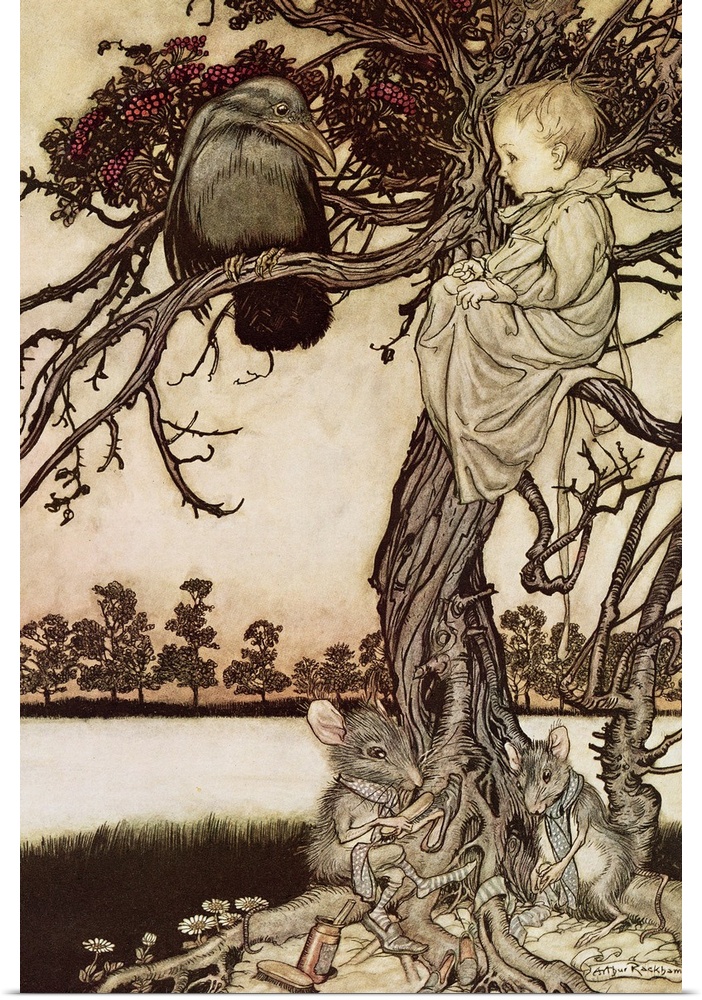 ECD14289 "Talking to the Crow" from 'Peter Pan in Kensington Gardens' by J.M. Barrie, 1906 by Rackham, Arthur (1867-1939);...