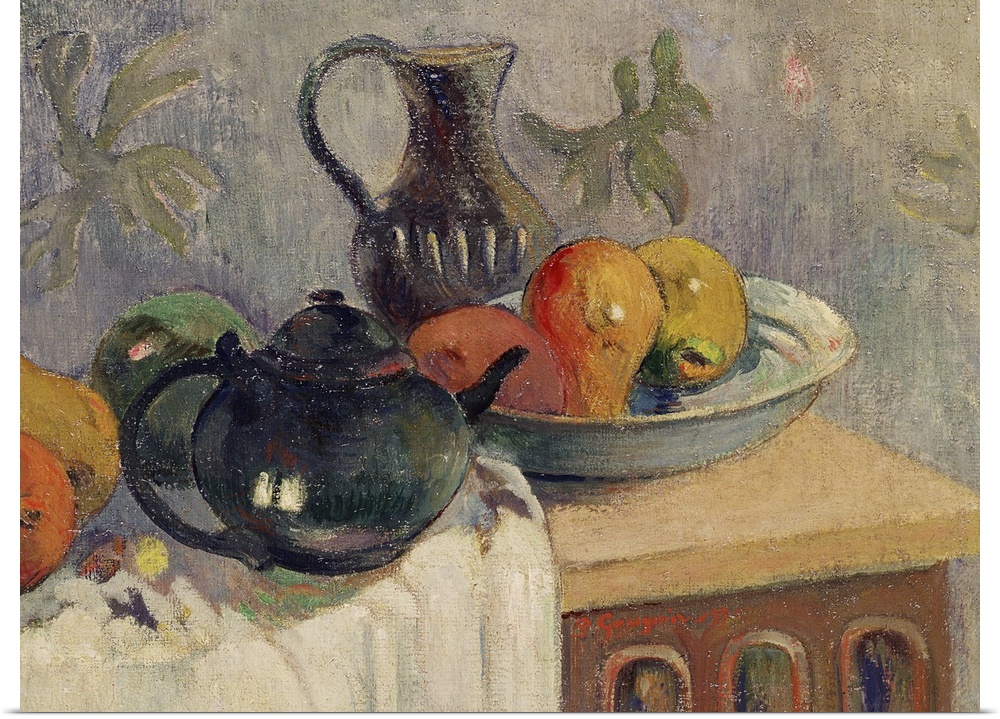 BAL75685 Teiera, Brocca e Frutta, 1899  by Gauguin, Paul (1848-1903); oil on canvas; 44x60 cm; Private Collection; French,...