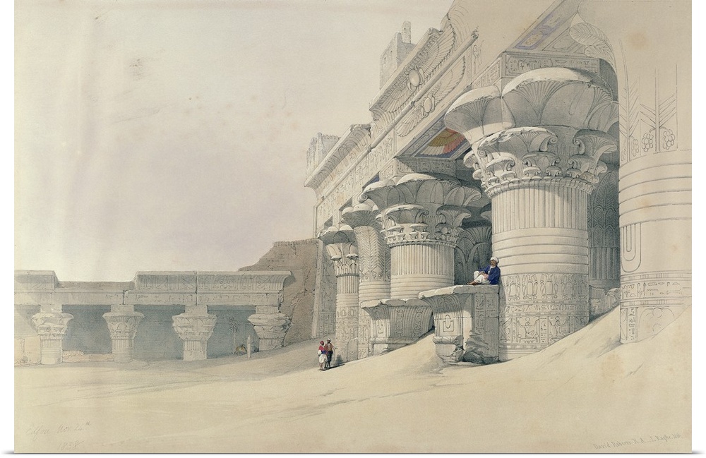 Temple of Horus, Edfu, from 'Egypt and Nubia', engraved by Louis Haghe (1806-85) published in London, 1838 (colour litho) ...