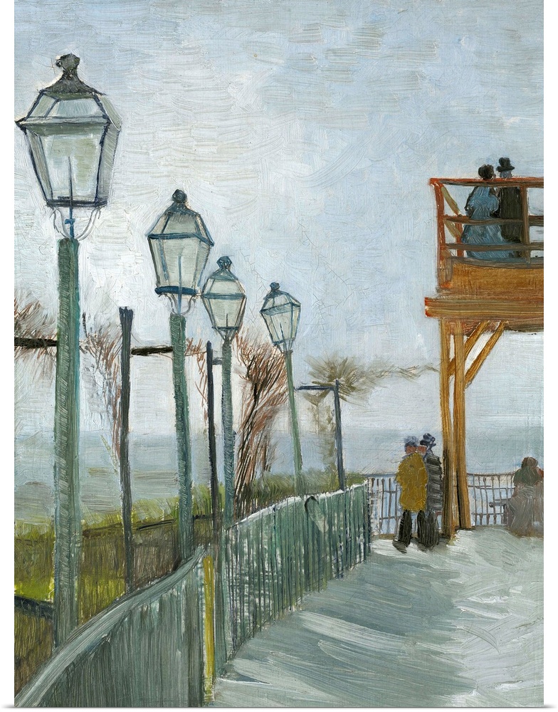 Terrace and Observation Deck at the Moulin de Blute-Fin, Montmartre, early 1887, oil on canvas, mounted on pressboard.