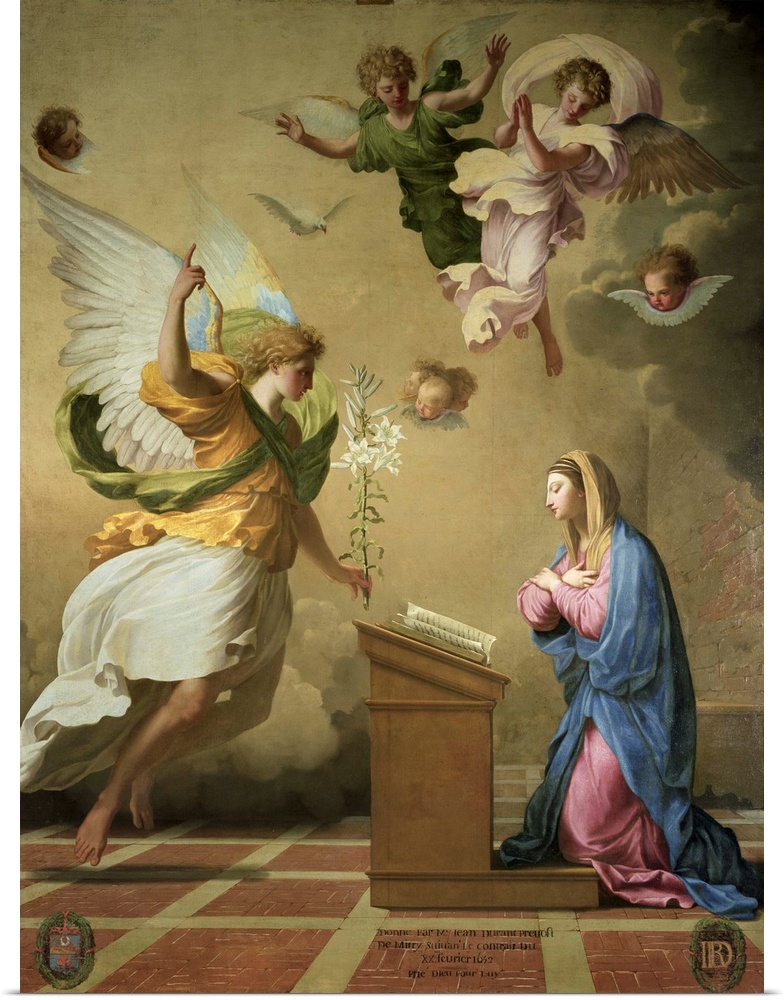 XIR158293 The Annunciation, before 1652 (oil on canvas) by Le Sueur, Eustache (1617-55)