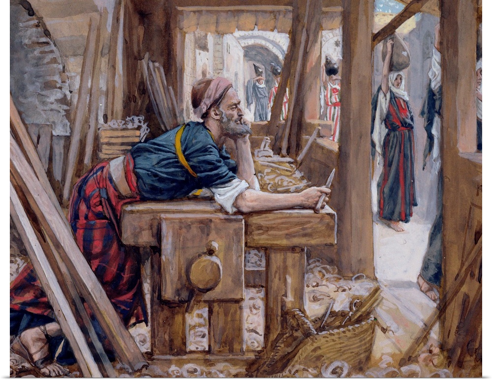 TBM165961 The Anxiety of St. Joseph, illustration for 'The Life of Christ', c.1886-94 (gouache on paperboard) by Tissot, J...