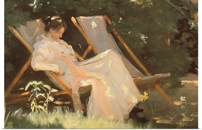 The artist's wife sitting in a garden chair at Skagen, 1893