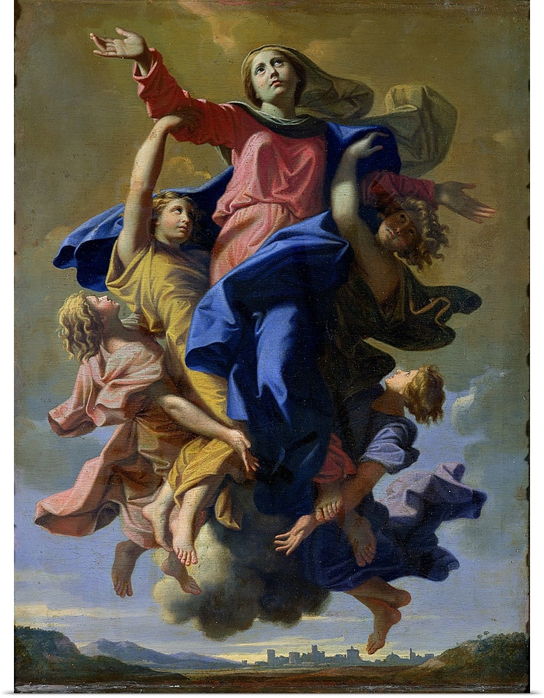 XIR142496 The Assumption of the Virgin, 1649-50 (oil on canvas)  by Poussin, Nicolas (1594-1665); 57x40 cm; Louvre, Paris,...