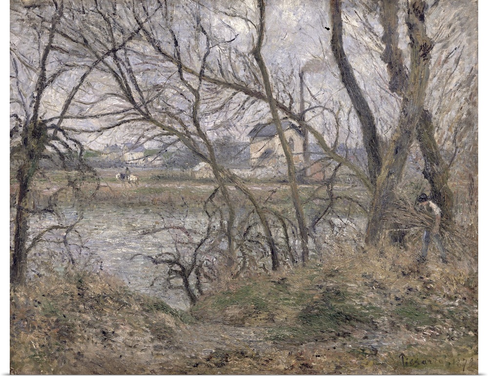 XIR33778 The Banks of the Oise, near Pontoise, Cloudy Weather, 1878 (oil on canvas)  by Pissarro, Camille (1831-1903); 54....
