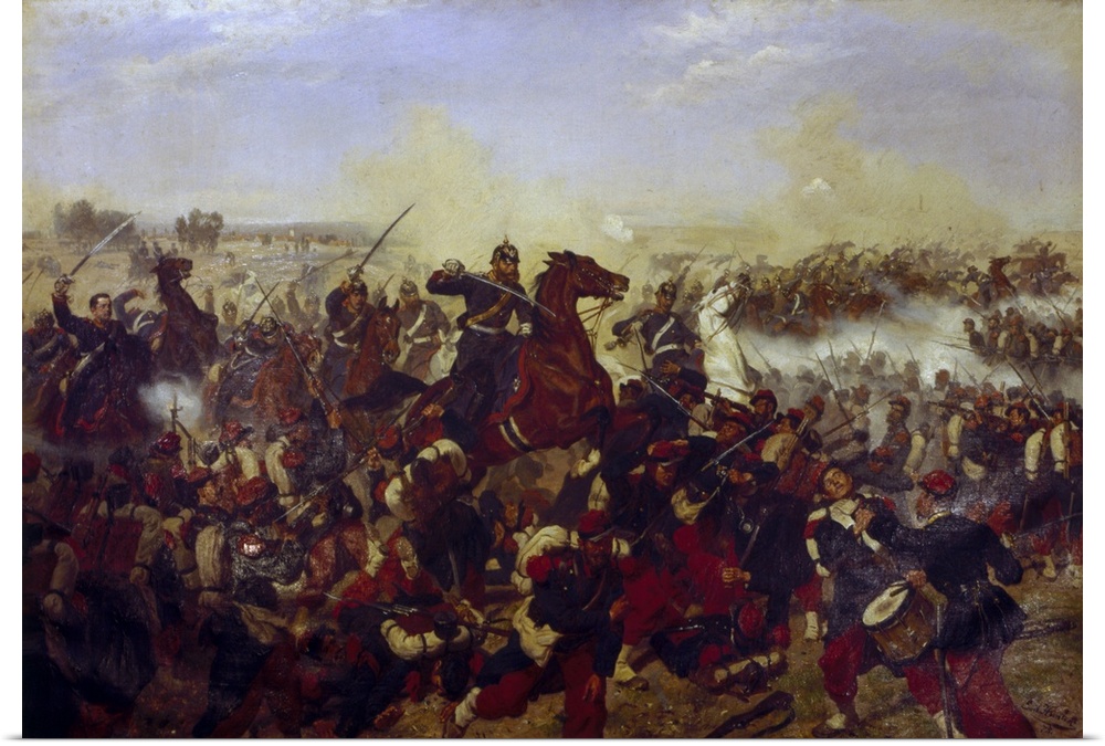 XPH308484 The Battle of Mars de la Tour on the 16th August 1870, 1878 (oil on canvas); by Huenten, Emil (1823-1903); Bisma...