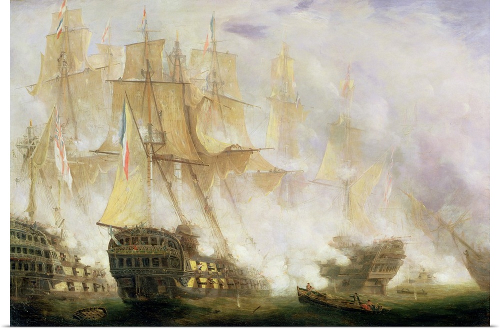 XYC136261 The Battle of Trafalgar, c.1841 (oil on canvas)  by Schetky, John Christian (1778-1874); 84.5x123.2 cm; Yale Cen...