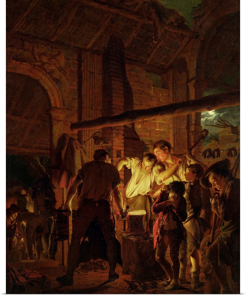 The Blacksmith's Shop (oil on canvas) by Wright of Derby, Joseph (1734-97) Yale Center for British Art, Paul Mellon Collec...