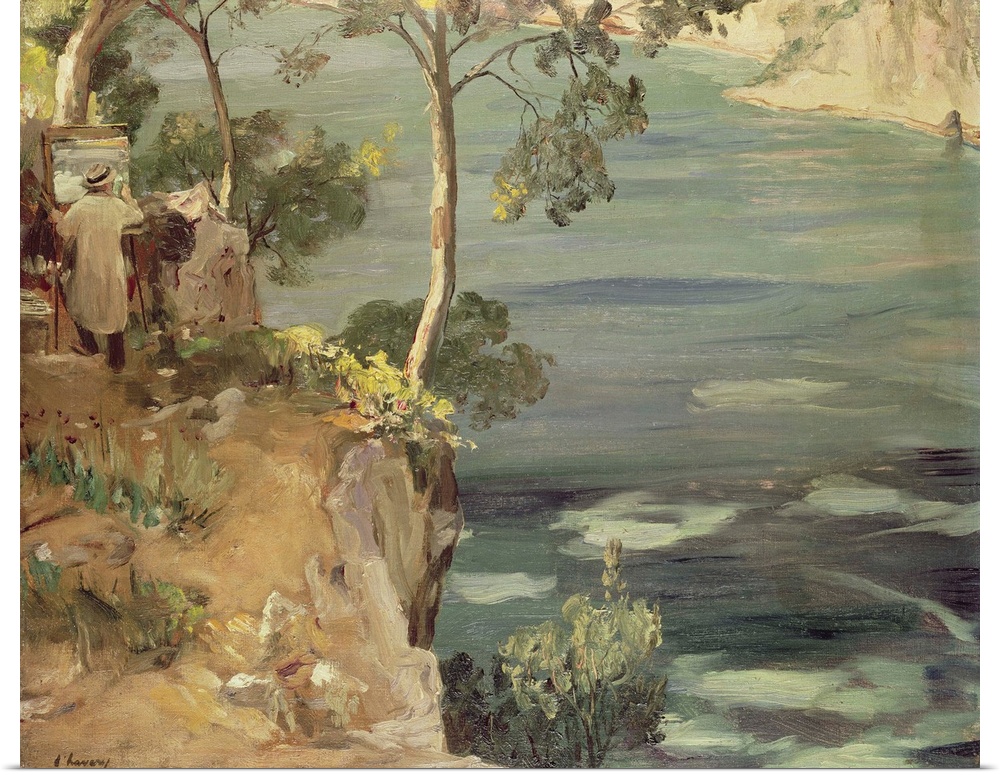 Sir Winston Churchill (1874-1965) painting in the South of France