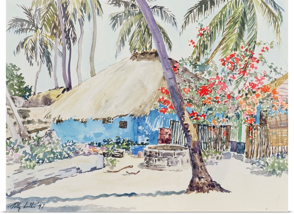 The Blue House, 1997, originally watercolor on paper.