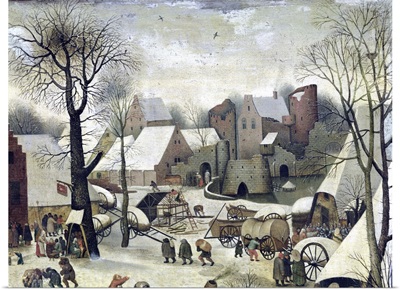 The Census at Bethlehem, detail of the houses and fortifications