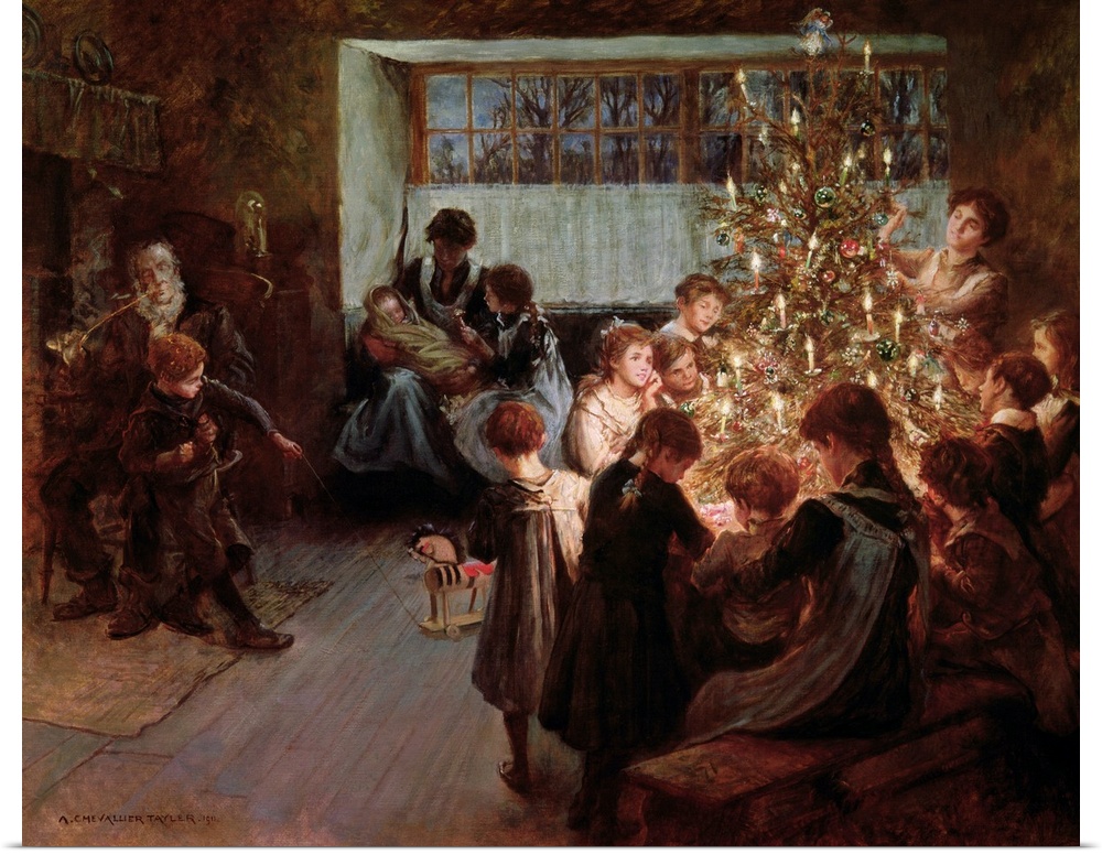 BAL4942 The Christmas Tree, 1911 (oil on canvas); by Tayler, Albert Chevallier (1862-1925); Private Collection; English, o...