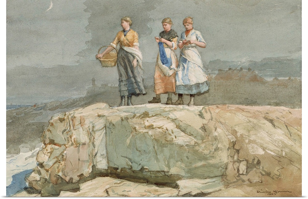 The Cliffs, 1883, watercolor on paper.  By Winslow Homer (1836-1910).