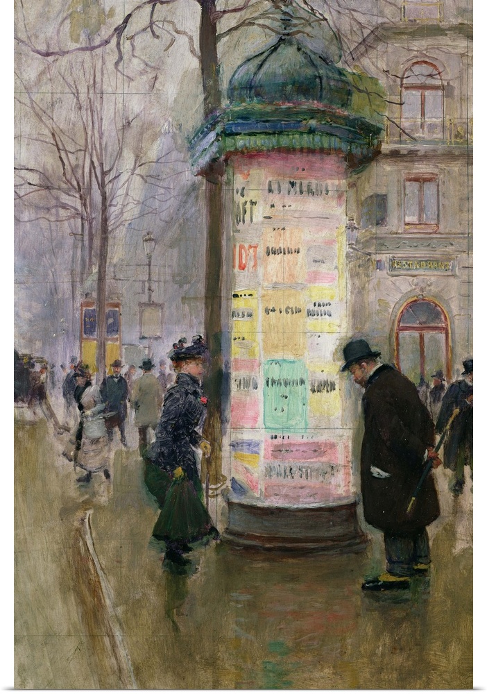 XIR63426 The Colonne Morris, c.1885 (oil on panel); by Beraud, Jean (1849-1935); Musee de la Ville de Paris, Musee Carnava...