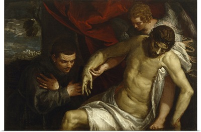 The Dead Christ Supported By An Angel And Adored By A Franciscan