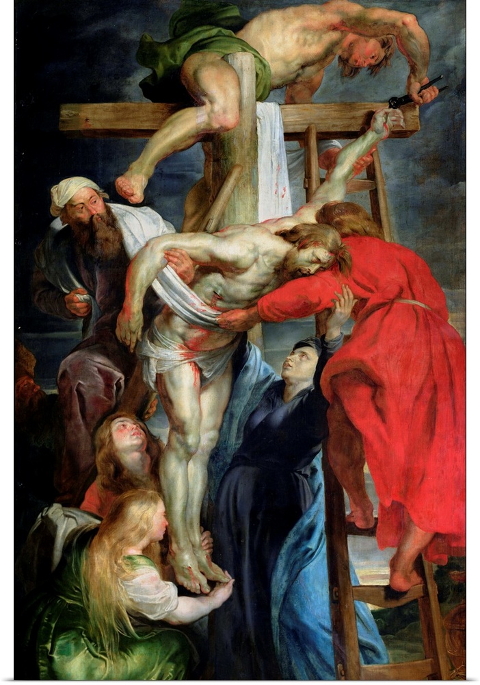 XAV212907 The Descent from the Cross, c.1614-15 (oil on canvas)  by Rubens, Peter Paul (1577-1640); 338x194 cm; Musee des ...