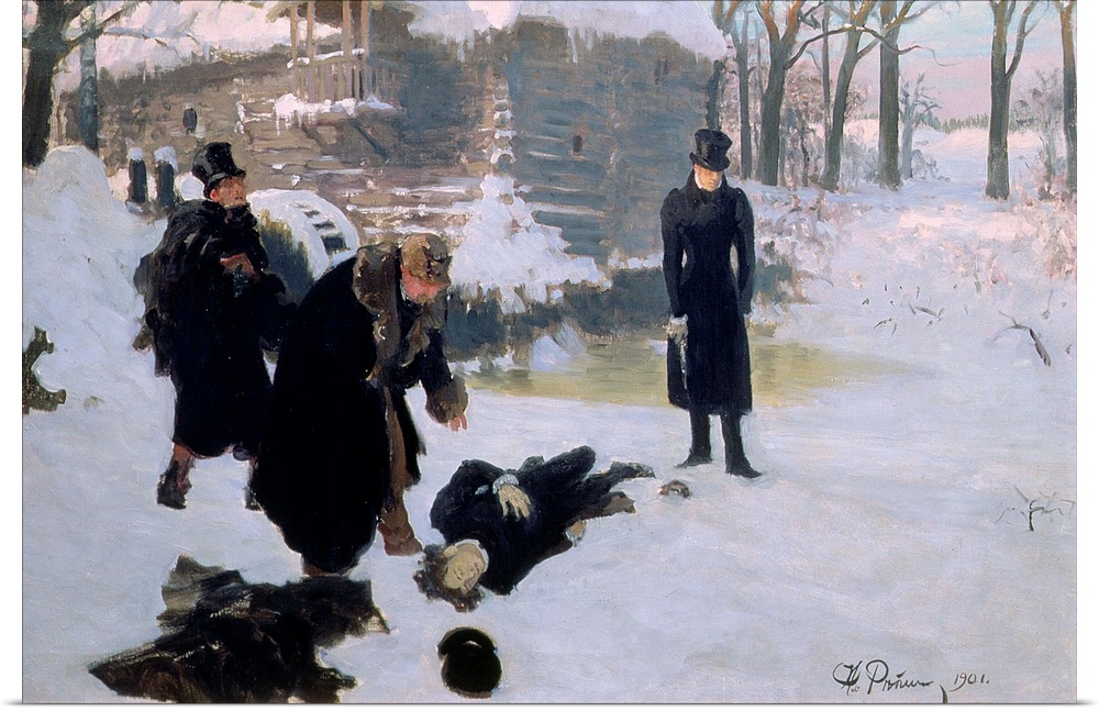 BAL126091 The Duel, 1901 (oil on canvas); by Repin, Ilya Efimovich (1844-1930); 52x103 cm; Pushkin Museum, Moscow, Russia;...
