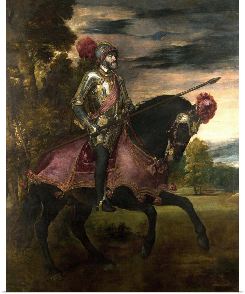 XOS23261 The Emperor Charles V (1500-58) on Horseback in Muhlberg, 1548 (oil on canvas) by Titian (Tiziano Vecellio) (c.14...
