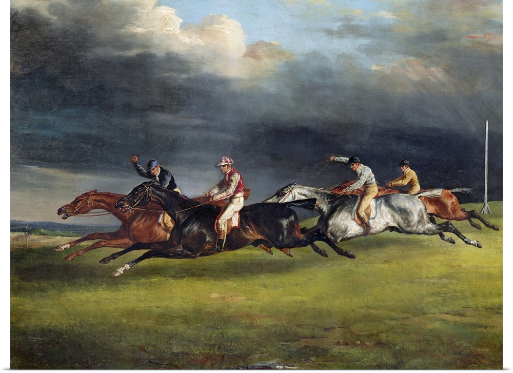 XIR153751 The Epsom Derby, 1821 (oil on canvas)  by Gericault, Theodore (1791-1824); 92x122.5 cm; Louvre, Paris, France; G...