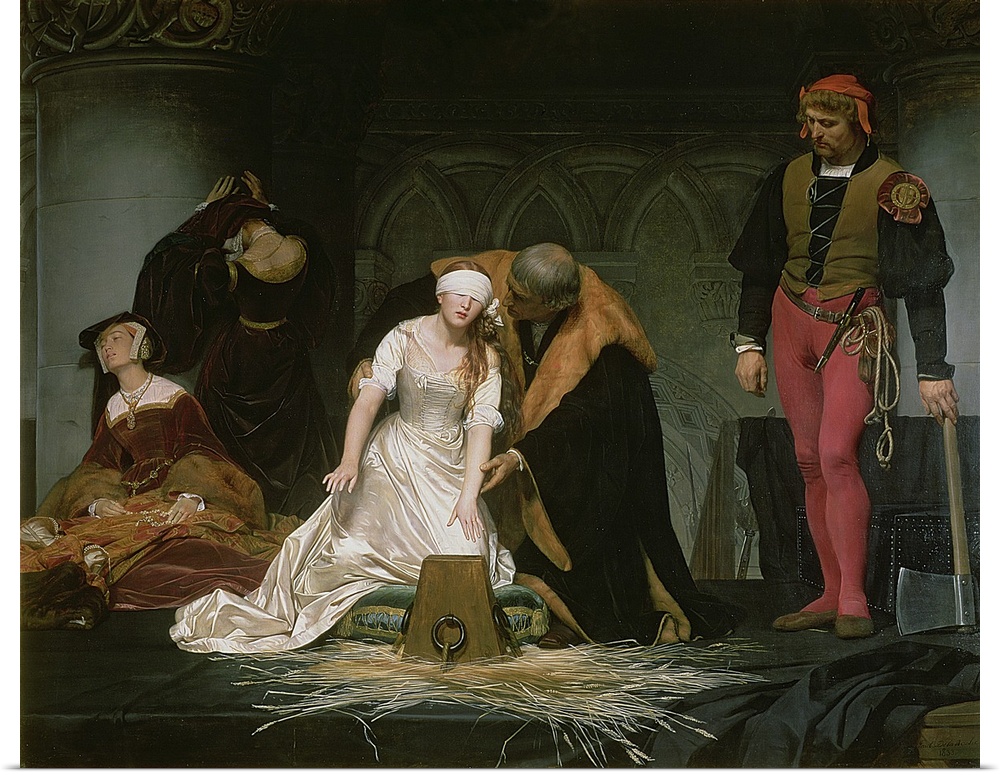 BAL72630 The Execution of Lady Jane Grey, 1833 (oil on canvas)  by Delaroche, Hippolyte (Paul) (1797-1856); 246x297 cm; Na...