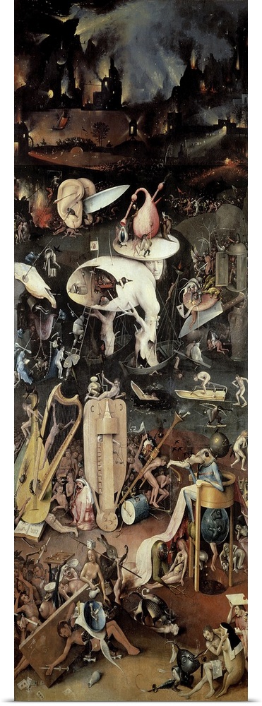 XIR322 The Garden of Earthly Delights: Hell, right wing of triptych, c.1500 (oil on panel)  by Bosch, Hieronymus (c.1450-1...