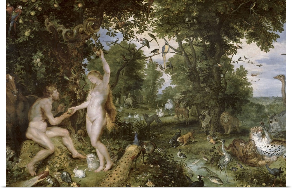 BAL7152 The Garden of Eden with the Fall of Man, c.1615 (oil on panel)  by Brueghel, Jan (1568-1625) & Rubens, P.P. (1577-...