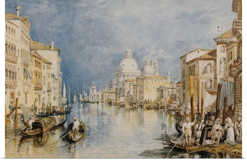 The Grand Canal, Venice, with gondolas and figures in the foreground, c.1818