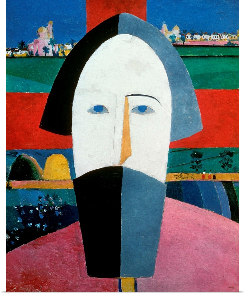 SRM47724 The Head of a Peasant, c.1929-32 (oil on canvas); by Malevich, Kazimir Severinovich (1878-1935); State Russian Mu...