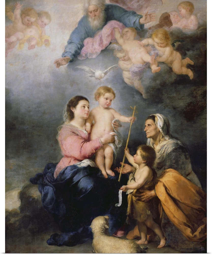 XIR39139 The Holy Family or The Virgin of Seville (oil on canvas)  by Murillo, Bartolome Esteban (1618-82); 240x190 cm; Lo...
