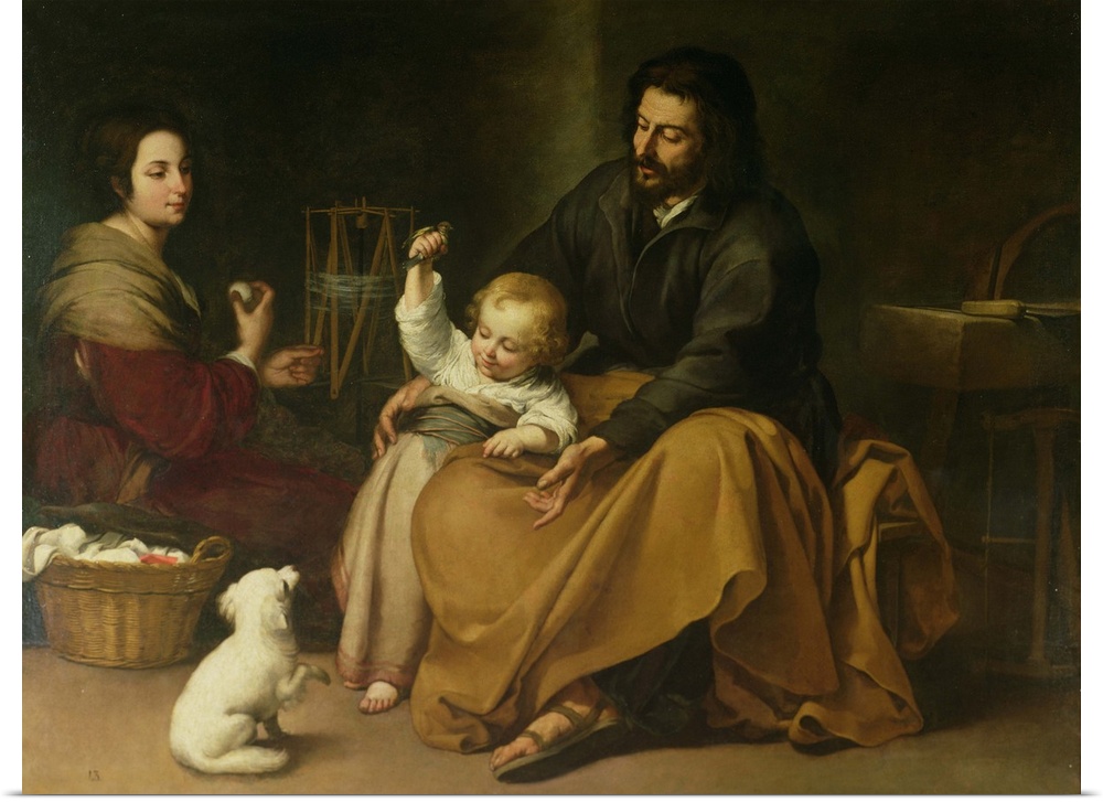 XIR14192 The Holy Family with the Little Bird, c.1650 (oil on canvas) by Murillo, Bartolome Esteban (1618-82); 144x188 cm;...