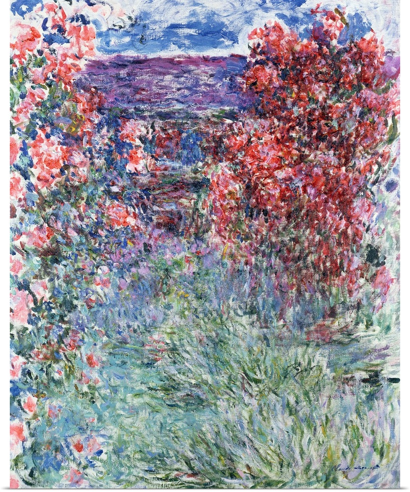 BAL76381 The House at Giverny under the Roses, 1925 (oil on canvas)  by Monet, Claude (1840-1926); 92.5x73.5 cm; Galerie D...